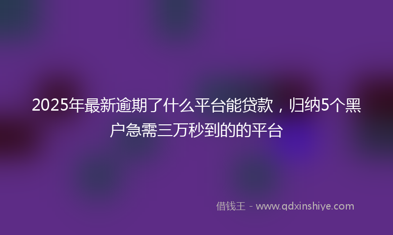 2025年最新逾期了什么平台能贷款，归纳5个黑户急需三万秒到的的平台