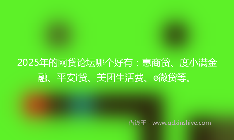 2025年的网贷论坛哪个好有：惠商贷、度小满金融、平安i贷、美团生活费、e微贷等。