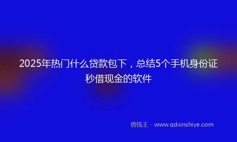 2025年热门什么贷款包下，总结5个手机身份证秒借现金的软件