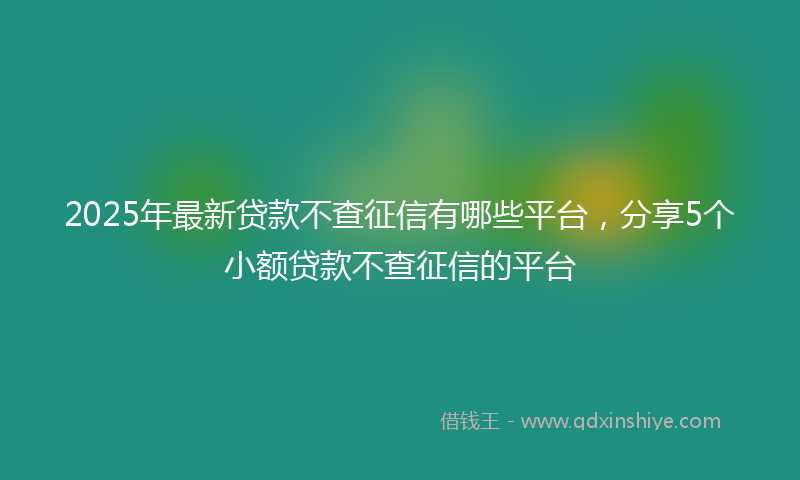 2025年最新贷款不查征信有哪些平台，分享5个小额贷款不查征信的平台