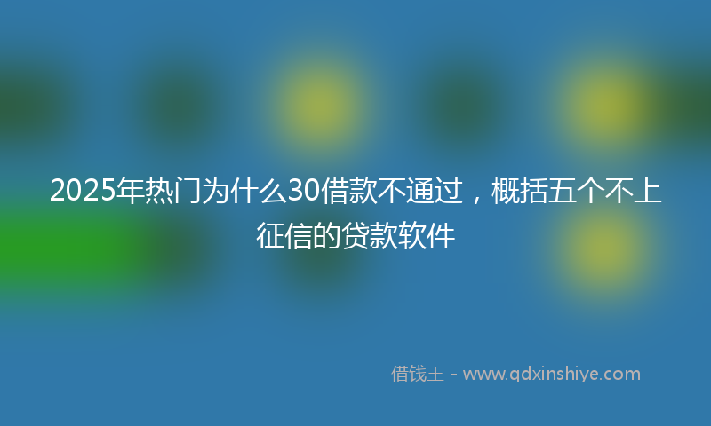 2025年热门为什么30借款不通过，概括五个不上征信的贷款软件