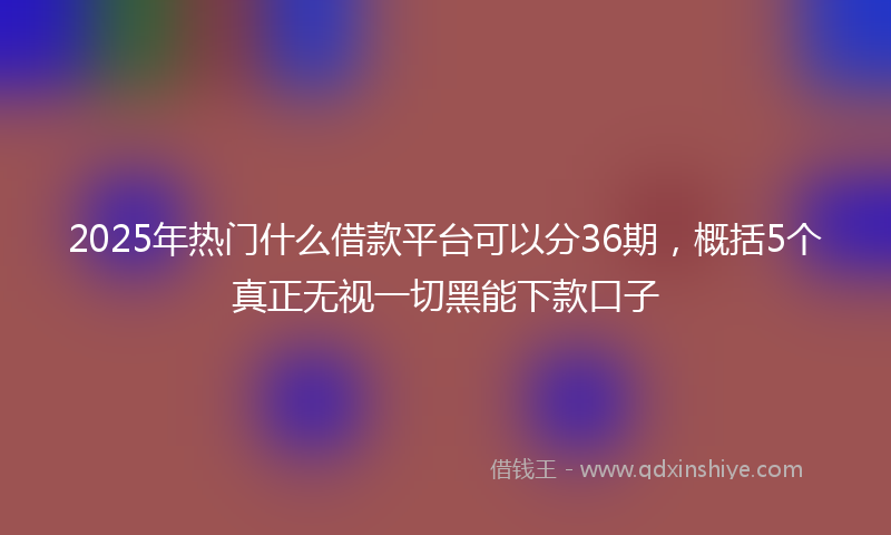 2025年热门什么借款平台可以分36期，概括5个真正无视一切黑能下款口子