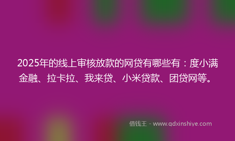 2025年的线上审核放款的网贷有哪些有：度小满金融、拉卡拉、我来贷、小米贷款、团贷网等。