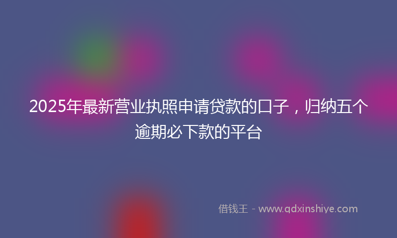 2025年最新营业执照申请贷款的口子，归纳五个逾期必下款的平台