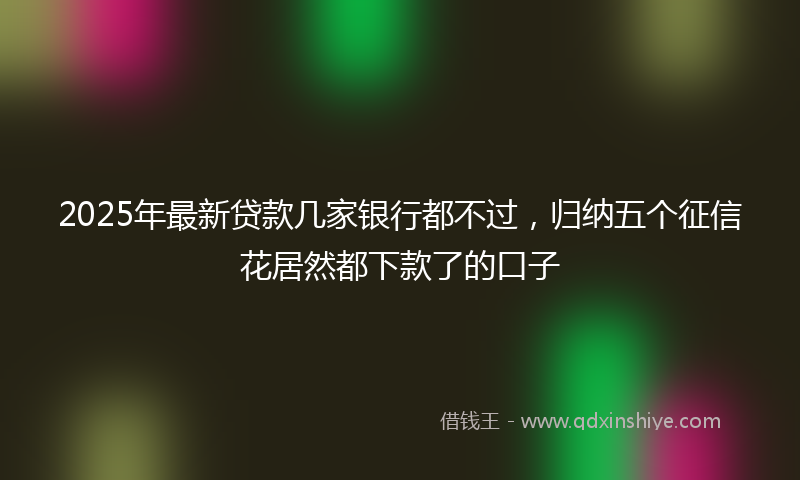 2025年最新贷款几家银行都不过，归纳五个征信花居然都下款了的口子