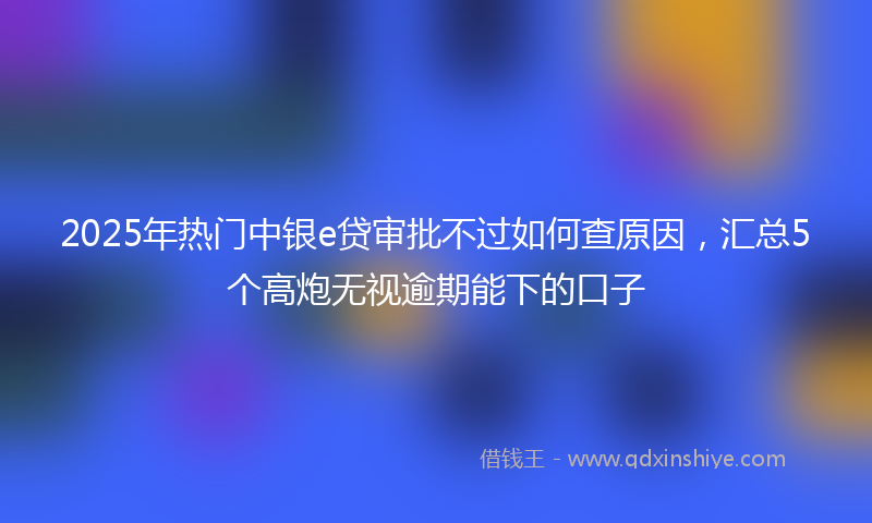 2025年热门中银e贷审批不过如何查原因，汇总5个高炮无视逾期能下的口子