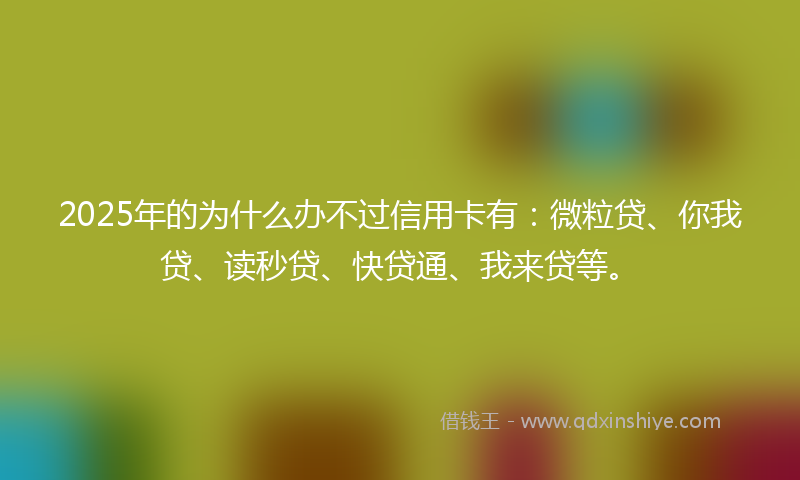 2025年的为什么办不过信用卡有：微粒贷、你我贷、读秒贷、快贷通、我来贷等。