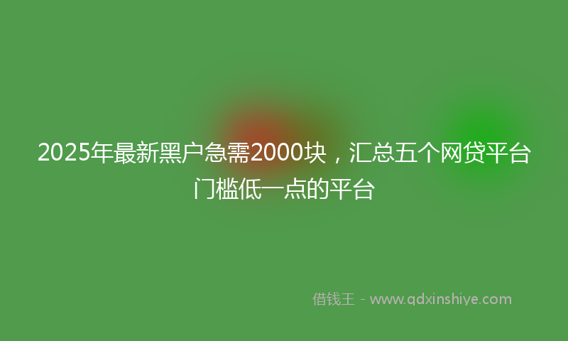 2025年最新黑户急需2000块，汇总五个网贷平台门槛低一点的平台