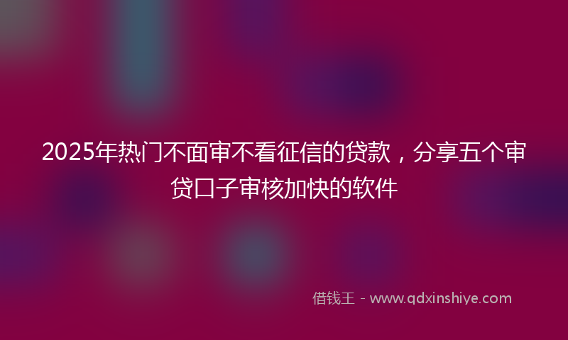 2025年热门不面审不看征信的贷款，分享五个审贷口子审核加快的软件