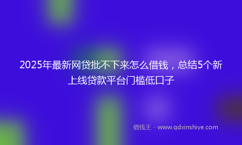 2025年最新网贷批不下来怎么借钱，总结5个新上线贷款平台门槛低口子