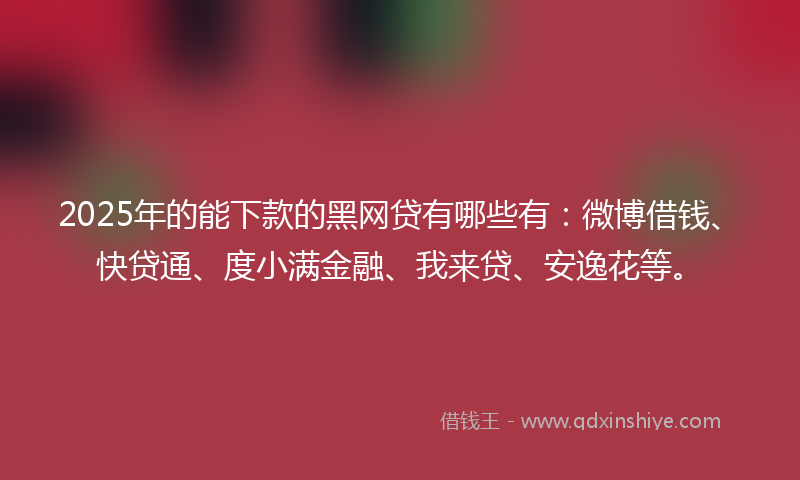 2025年的能下款的黑网贷有哪些有：微博借钱、快贷通、度小满金融、我来贷、安逸花等。