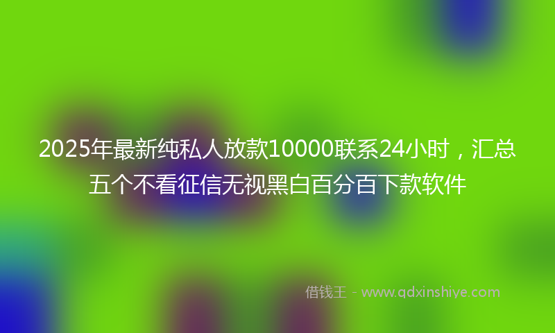 2025年最新纯私人放款10000联系24小时，汇总五个不看征信无视黑白百分百下款软件