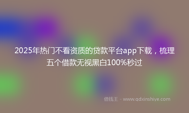 2025年热门不看资质的贷款平台app下载，梳理五个借款无视黑白100%秒过