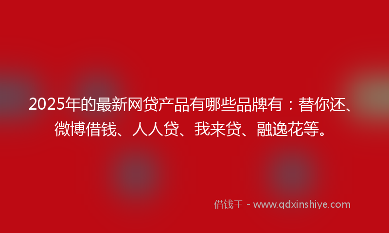 2025年的最新网贷产品有哪些品牌有：替你还、微博借钱、人人贷、我来贷、融逸花等。