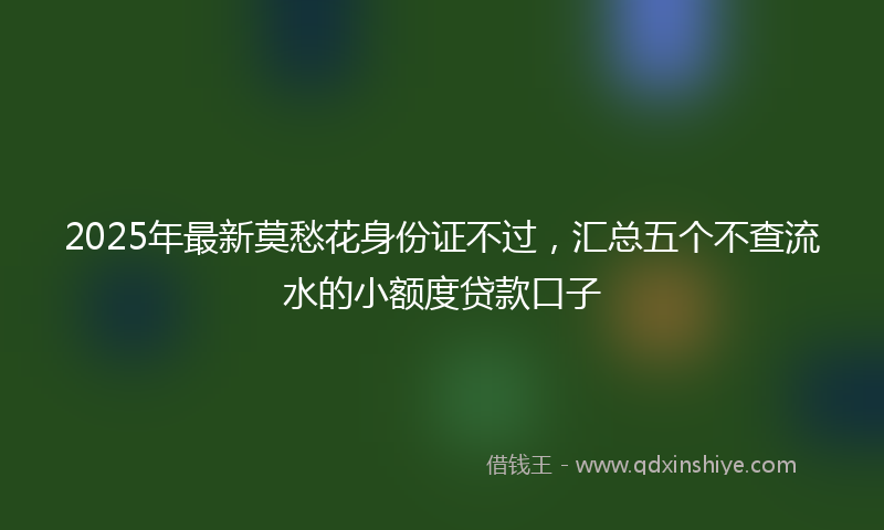 2025年最新莫愁花身份证不过，汇总五个不查流水的小额度贷款口子
