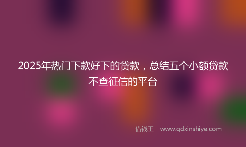 2025年热门下款好下的贷款，总结五个小额贷款不查征信的平台