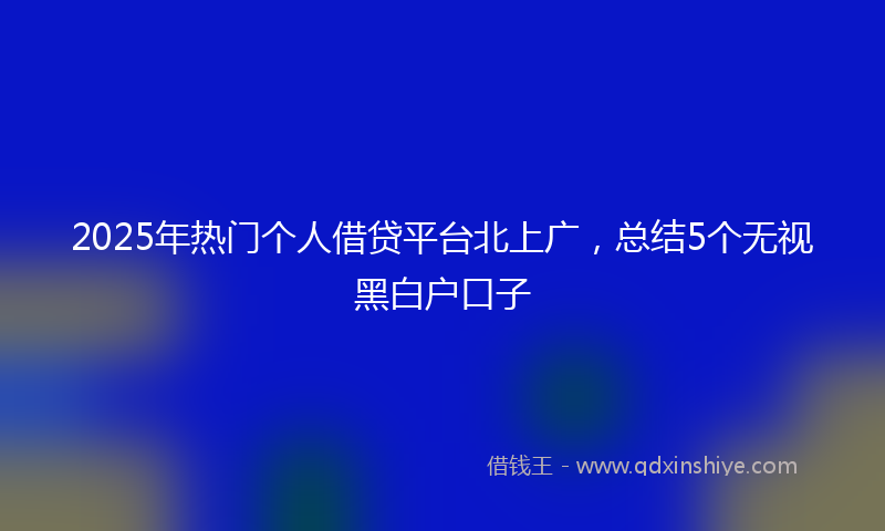 2025年热门个人借贷平台北上广，总结5个无视黑白户口子