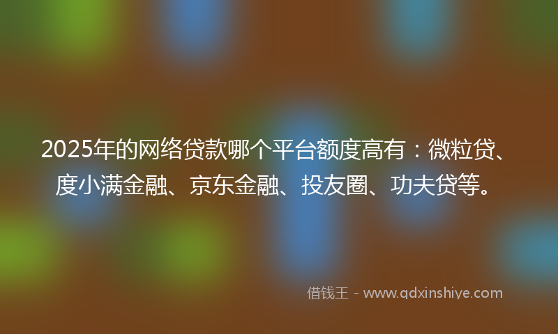 2025年的网络贷款哪个平台额度高有：微粒贷、度小满金融、京东金融、投友圈、功夫贷等。