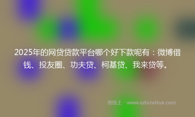 2025年的网贷贷款平台哪个好下款呢有：微博借钱、投友圈、功夫贷、柯基贷、我来贷等。