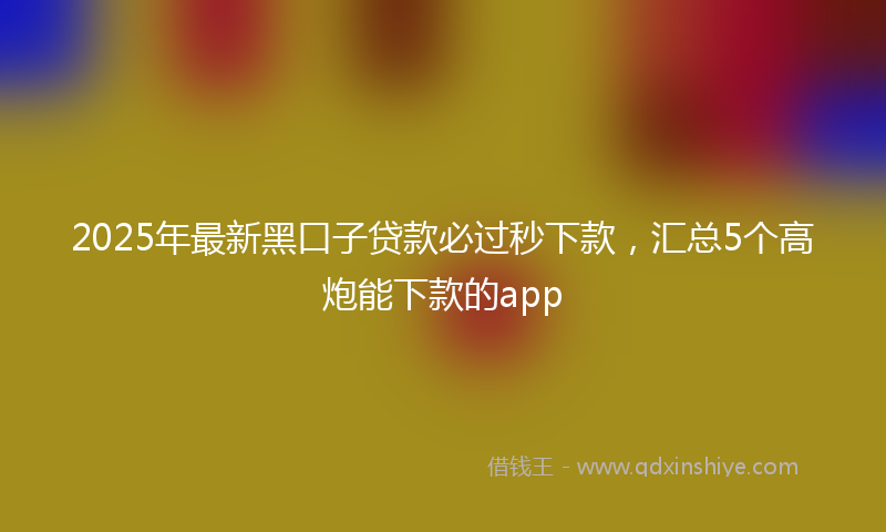 2025年最新黑口子贷款必过秒下款，汇总5个高炮能下款的app