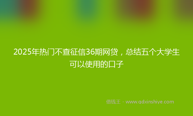 2025年热门不查征信36期网贷，总结五个大学生可以使用的口子