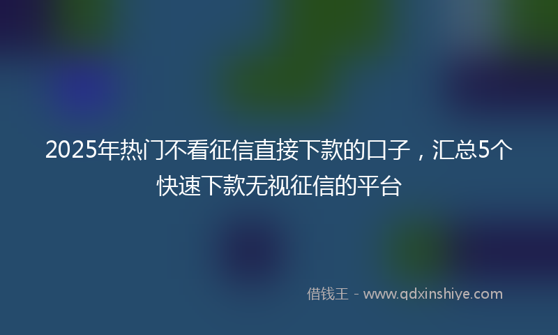2025年热门不看征信直接下款的口子，汇总5个快速下款无视征信的平台