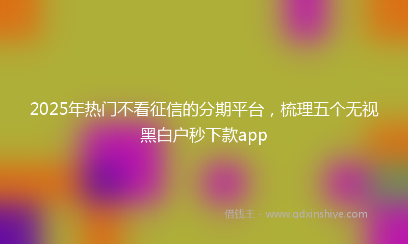 2025年热门不看征信的分期平台，梳理五个无视黑白户秒下款app