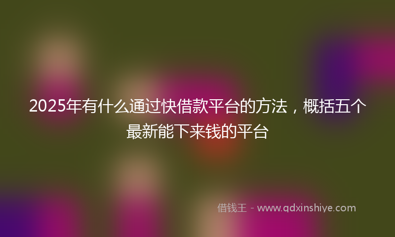 2025年有什么通过快借款平台的方法，概括五个最新能下来钱的平台