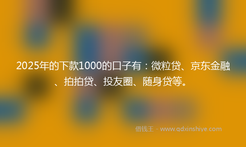 2025年的下款1000的口子有：微粒贷、京东金融、拍拍贷、投友圈、随身贷等。