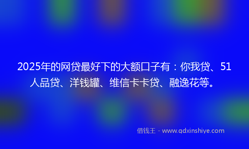 2025年的网贷最好下的大额口子有：你我贷、51人品贷、洋钱罐、维信卡卡贷、融逸花等。