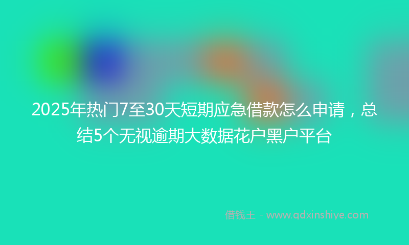 2025年热门7至30天短期应急借款怎么申请，总结5个无视逾期大数据花户黑户平台