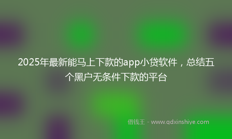 2025年最新能马上下款的app小贷软件，总结五个黑户无条件下款的平台