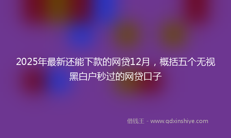 2025年最新还能下款的网贷12月，概括五个无视黑白户秒过的网贷口子