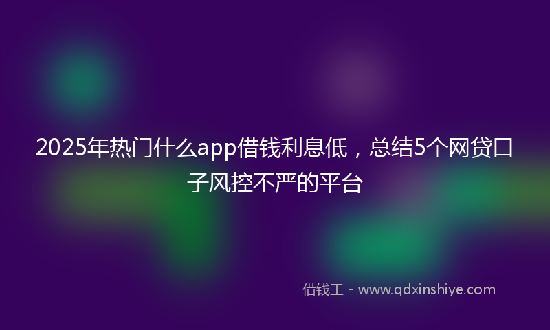 2025年热门什么app借钱利息低，总结5个网贷口子风控不严的平台
