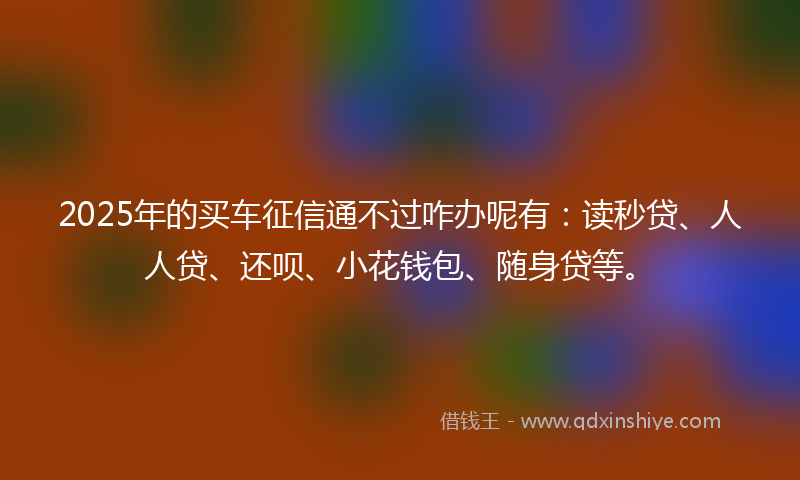 2025年的买车征信通不过咋办呢有：读秒贷、人人贷、还呗、小花钱包、随身贷等。