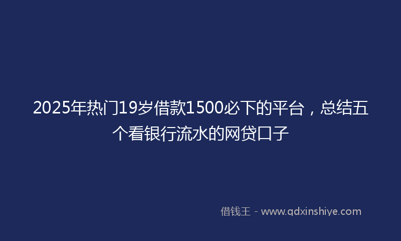 2025年热门19岁借款1500必下的平台，总结五个看银行流水的网贷口子