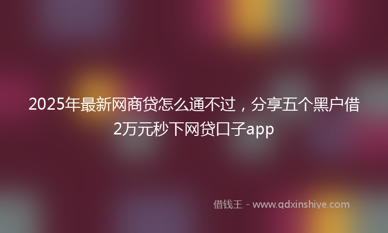 2025年最新网商贷怎么通不过，分享五个黑户借2万元秒下网贷口子app