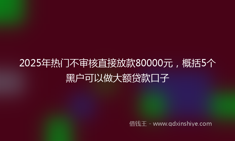 2025年热门不审核直接放款80000元，概括5个黑户可以做大额贷款口子