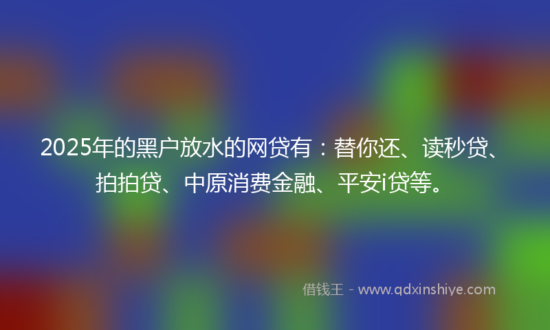 2025年的黑户放水的网贷有：替你还、读秒贷、拍拍贷、中原消费金融、平安i贷等。