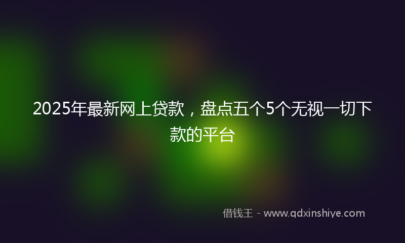 2025年最新网上贷款，盘点五个5个无视一切下款的平台