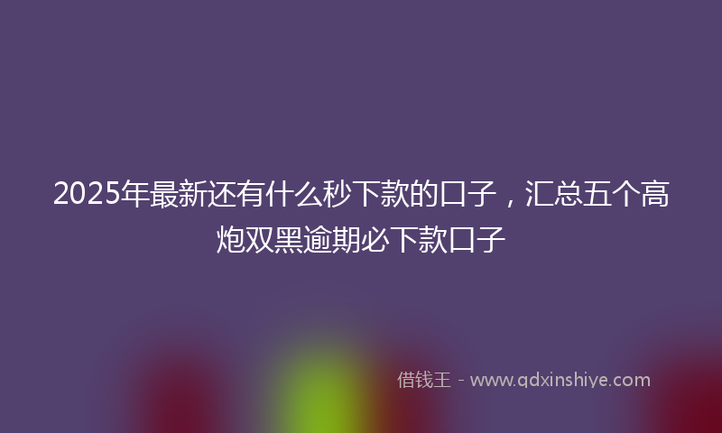 2025年最新还有什么秒下款的口子，汇总五个高炮双黑逾期必下款口子