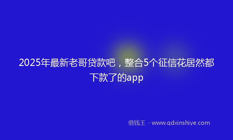 2025年最新老哥贷款吧，整合5个征信花居然都下款了的app