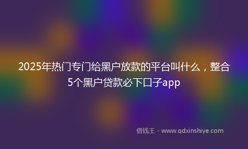 2025年热门专门给黑户放款的平台叫什么，整合5个黑户贷款必下口子app