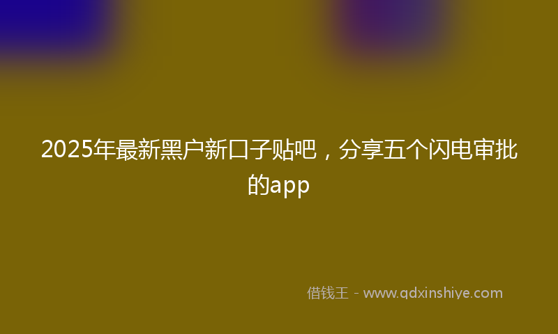 2025年最新黑户新口子贴吧，分享五个闪电审批的app