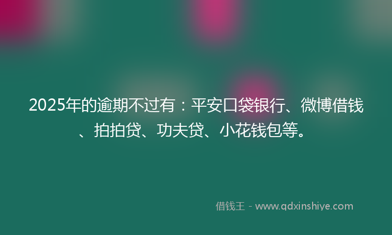 2025年的逾期不过有：平安口袋银行、微博借钱、拍拍贷、功夫贷、小花钱包等。
