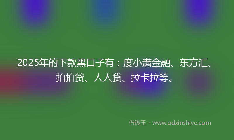 2025年的下款黑口子有：度小满金融、东方汇、拍拍贷、人人贷、拉卡拉等。