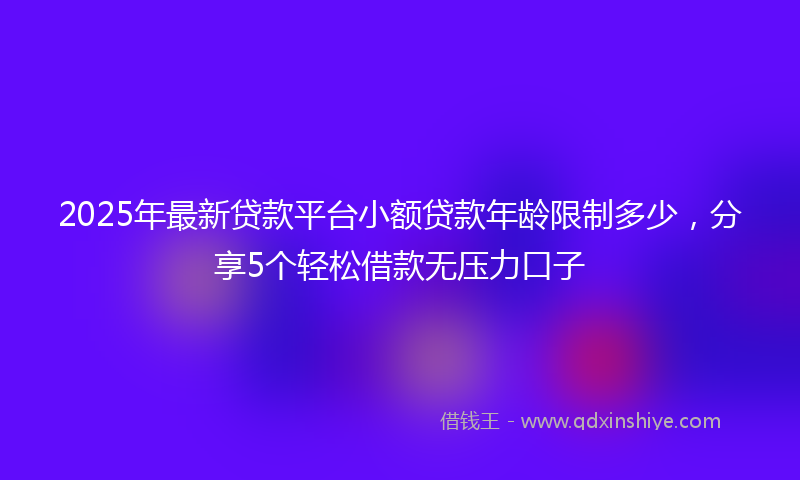 2025年最新贷款平台小额贷款年龄限制多少，分享5个轻松借款无压力口子