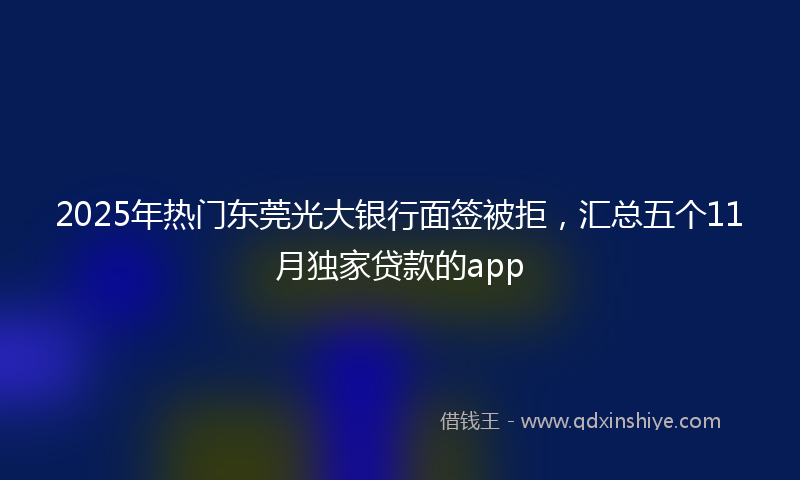 2025年热门东莞光大银行面签被拒，汇总五个11月独家贷款的app