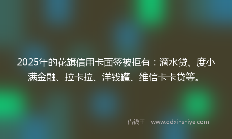 2025年的花旗信用卡面签被拒有：滴水贷、度小满金融、拉卡拉、洋钱罐、维信卡卡贷等。