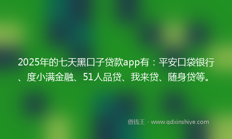 2025年的七天黑口子贷款app有：平安口袋银行、度小满金融、51人品贷、我来贷、随身贷等。
